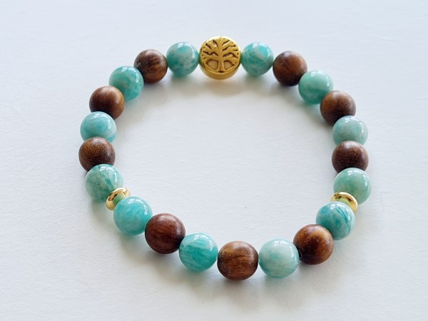 Bracelet amazonite verte et palo santo